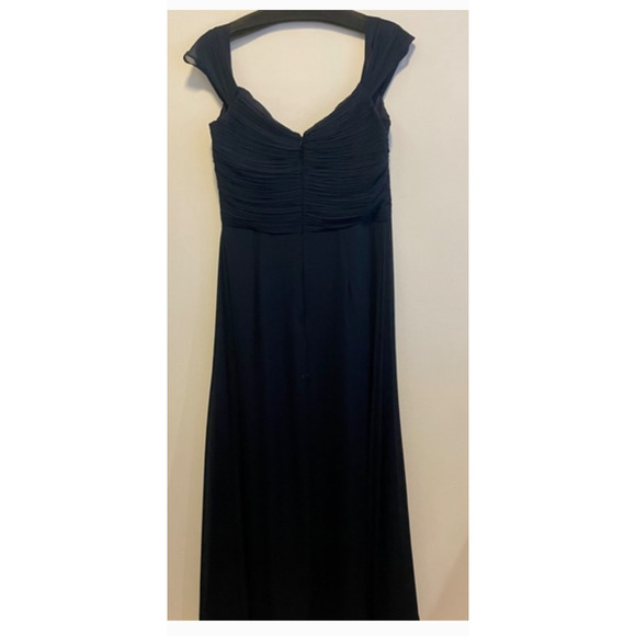 Levkoff NAVY Blue Bridesmaid Full Length Chiffon Dress Style 7071 size 8 - Picture 4 of 5
